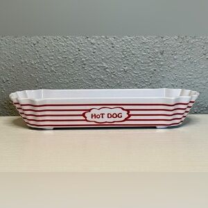 Plastic Hot Dog Dish Set Of 2 - Red And White